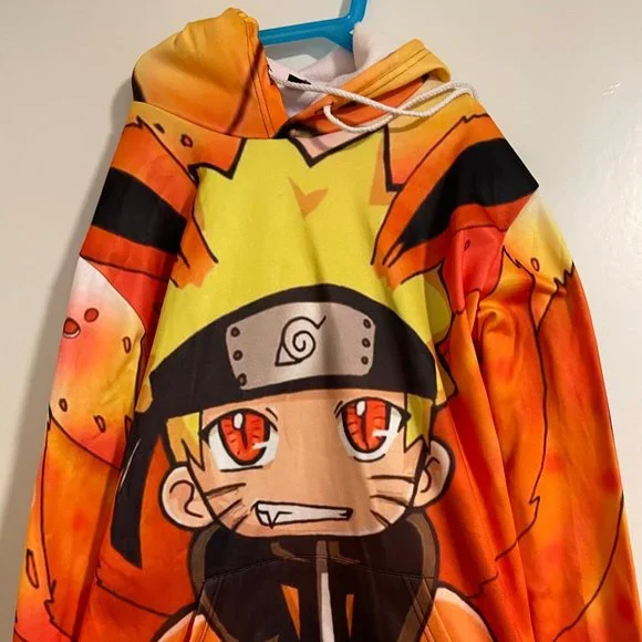 Sweatshirt Naruto Kurama Orange - Taille L - Coton - Neuf Sans étiquettes - Homme - Pull Manga Décontracté